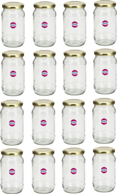 1st Time Glass Cookie Jar  - 300 ml(Pack of 16, Clear)