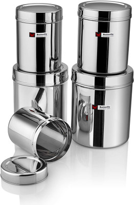 Butterfly DEEP DUBBA SET ( NO.1 - 5) - 6 L Steel Grocery Container(Pack of 5, Silver)