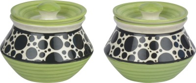 Viktaay Crafts India Ceramic Utility Container  - 700 ml(Pack of 2, Multicolor)