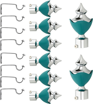 Bzcarts Light Blue Rod Rail Bracket, Curtain Knobs, Curtain Hooks Metal(Pack of 16)