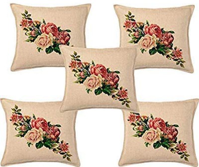 pk craft Floral Cushions & Pillows Cover(Pack of 5, 40 cm*40 cm, White)