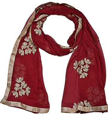 WHITEHEAVEN Chiffon Embroidered Women Dupatta