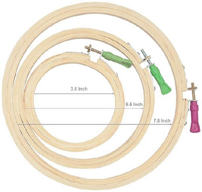 kj traders Wooden Embroidery Hoop Ring Frame Embroidery Frame(Pack of 3)