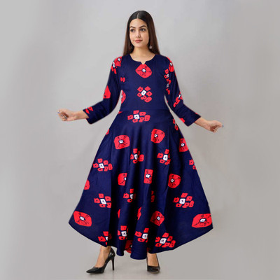 Trendy Fab Anarkali Gown(Blue)