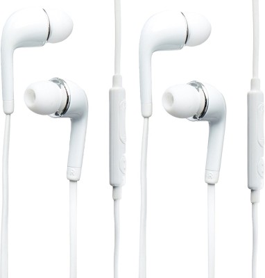 Meyaar Original Pack of 2 Best Quality Earphone Set of Two Wired Headset(White, In the Ear)