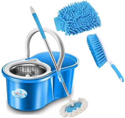 Shivonic Advance Steel Bucket Mop Set for House hold using cleaning bucket mop set Bucket, Duster, Glove, Mop Set