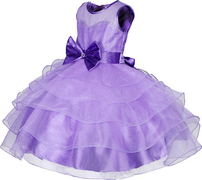 Reem Jheem Girls Midi/Knee Length Festive/Wedding Dress(Purple, Sleeveless)