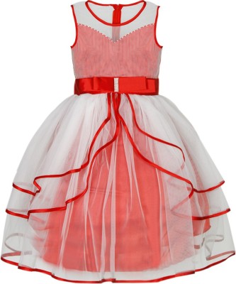 NAAZ FASHION Baby Girls Maxi/Full Length Festive/Wedding Dress(Red, Sleeveless)