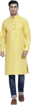 Sayesha Men Solid Straight Kurta(Yellow)