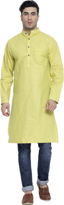 Aarsha Men Solid Straight Kurta(Green)