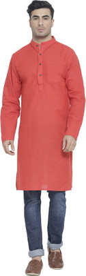 Aarsha Men Solid Straight Kurta(Red)