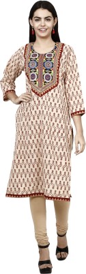 TAVAN Women Self Design Straight Kurta(Beige)