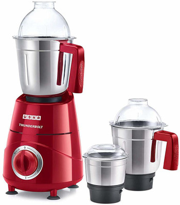 USHA Thunderbolt 06 800 Mixer Grinder (3 Jars, Red)
