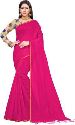 Bhairunath & Co. Solid/Plain Bollywood Silk Blend, Chanderi Saree(Pink)