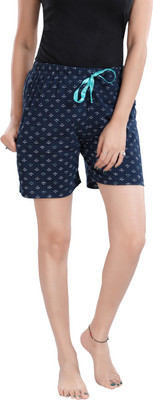 Lovira Printed Women Dark Blue Regular Shorts