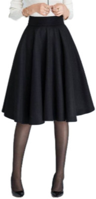 GG FASHION Solid Women Flared Black Skirt