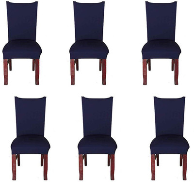 HOUSE OF QUIRK Polyester 1 Seater Chair Plain Cover(Pack of 6 Blue)