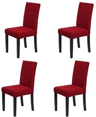 HOUSE OF QUIRK Polyester Plain Chair Cover(Maroon Pack of 4)