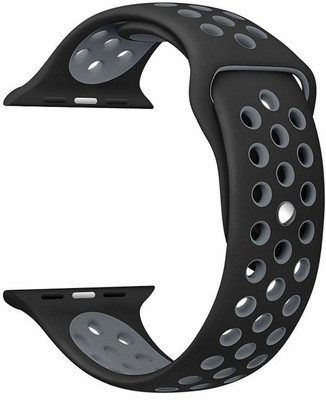 TINGTONG Soft Silicone Sport 42mm/44mm/45mm Black and Grey Air Hole Smart Watch Strap(Black, Grey)