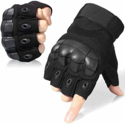 zaysoo Fingerless Gloves for Motorcycle Riding Gloves Gym & Fitness Gloves(Black)