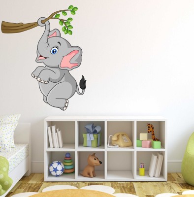 Wallzone 60 cm Elephant Removable Sticker(Pack of 1)