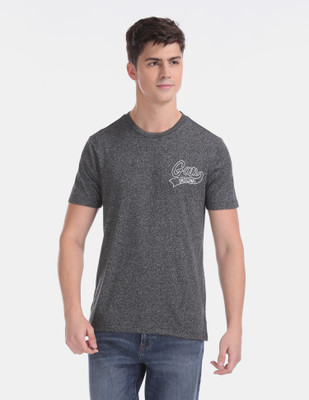 GAP Self Design Men Round Neck Grey T-Shirt