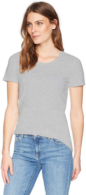 THE BLAZZE Solid Women Round Neck Silver T-Shirt
