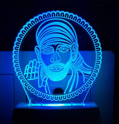 Gojeeva The Sai Baba 3D illusion Night Lamp is Extremely cool and 3D illusion Design Night Lamp(12 cm, White)