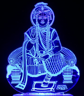 Super Ajanta 2002 Swaminarayan 3D Illusion Night Lamp Comes with 7 Multi-Color and Perfect Laser Cut Design Night Lamp(10 cm, Clear)