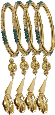 Zulka Get Your Traditions Metal Zircon Bangle Set(Pack of 4)