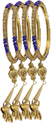 Zulka Get Your Traditions Metal Zircon Bangle Set(Pack of 4)