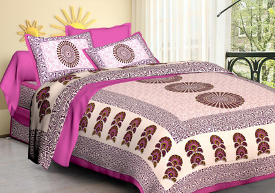 DHAYAL TEXTILES Cotton Double Flat 180 TC Checkered Bedsheet(Pack of 1, Purple)