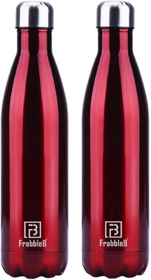 Frabble8 Vacuum Insulated Stainless Steel Classic Cola Water Bottle Thermos Hot and Cold 1000 ml Flask(Pack of 2, Red)
