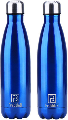 Frabble8 Vacuum Insulated Stainless Steel Classic Cola Water Bottle Thermos Hot and Cold 1000 ml Flask(Pack of 2, Blue)
