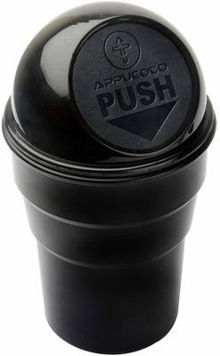 APPUCOCO Mini Car Trash Bin Can Holder Plastic Dustbin(Black)