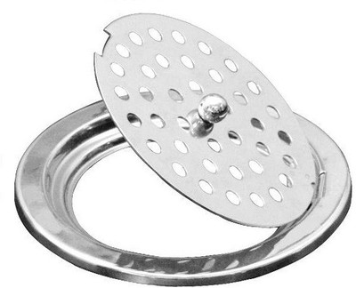 NEW WARE Floor Stainless Steel Push Down Strainer(12.7 cm Set of 1)
