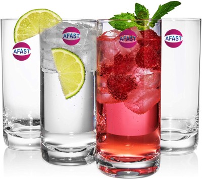 AFAST (Pack of 4) Stylish Multi-Purpose Beverage Tumbler Drinking Glass, Set Of 4, 250 ml -KT16 Glass Set Water/Juice Glass(250 ml, Glass, Clear)