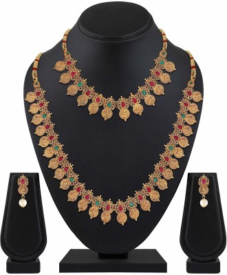 Shining Diva Alloy Gold-plated Red, Green Jewellery Set(Pack of 1)