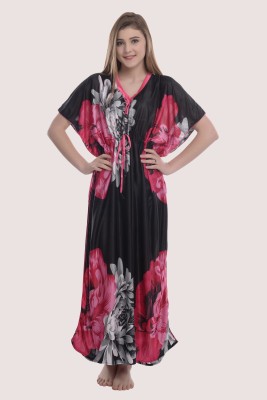 YUALIN CREATION Floral Print Satin Blend Women Kaftan