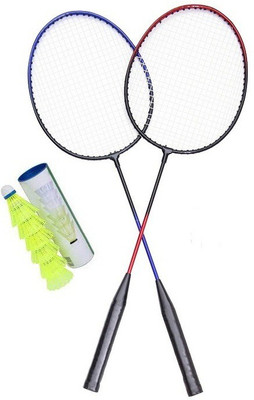 Sunlight Badminton Racket Heavy Rod Set Of 2 Piece With 6 Piece Nylon Shuttle Cock Badminton Kit