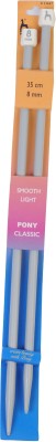 Pony Classic Knitting Pins Pair for Thicker Yarns, No 0 (8 mm), Smooth Light 35 cm Long Plastic Needles Knitting Pin(Pack of 2)