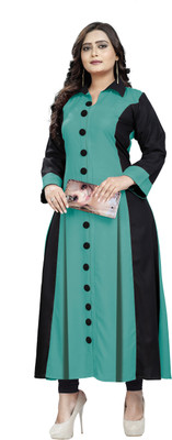 THE 9192 Women Solid A-line Kurta(Light Green)