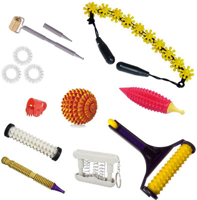 Accufit AG75 Acupressure Massager Tools Kit Combo With Full Body Power Roller - Pyramidal Cuts & Magic Wheel Massager Massager(Multicolor)