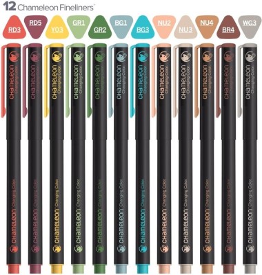 Chameleon 12 Pack Designer Fineliners Fineliner Pen(Pack of 12, Ink Color - Multicolor)