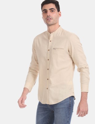 U.S. POLO ASSN. Men Solid Casual Beige Shirt