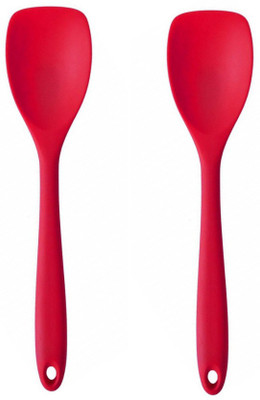 Femora Silicone Premium Measuring with Grip Handle, Red, Set of 2 Mixing Spatula(Pack of 2)