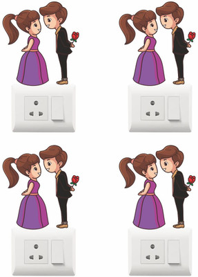 Creatick Studio 15 cm Decorative Multicolor Switch Board Stickers Size -15cm x 13cm Self Adhesive Sticker(Pack of 4)
