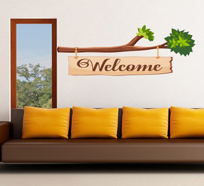Wallzone 90 cm Welcome Removable Sticker(Pack of 1)