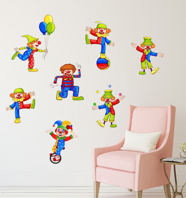 Wallzone 110 Circus Joker Removable Sticker(Pack of 1)