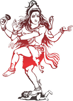 DivineDesigns 56 cm Natraj in Red & Black Color Self Adhesive Sticker(Pack of 1)